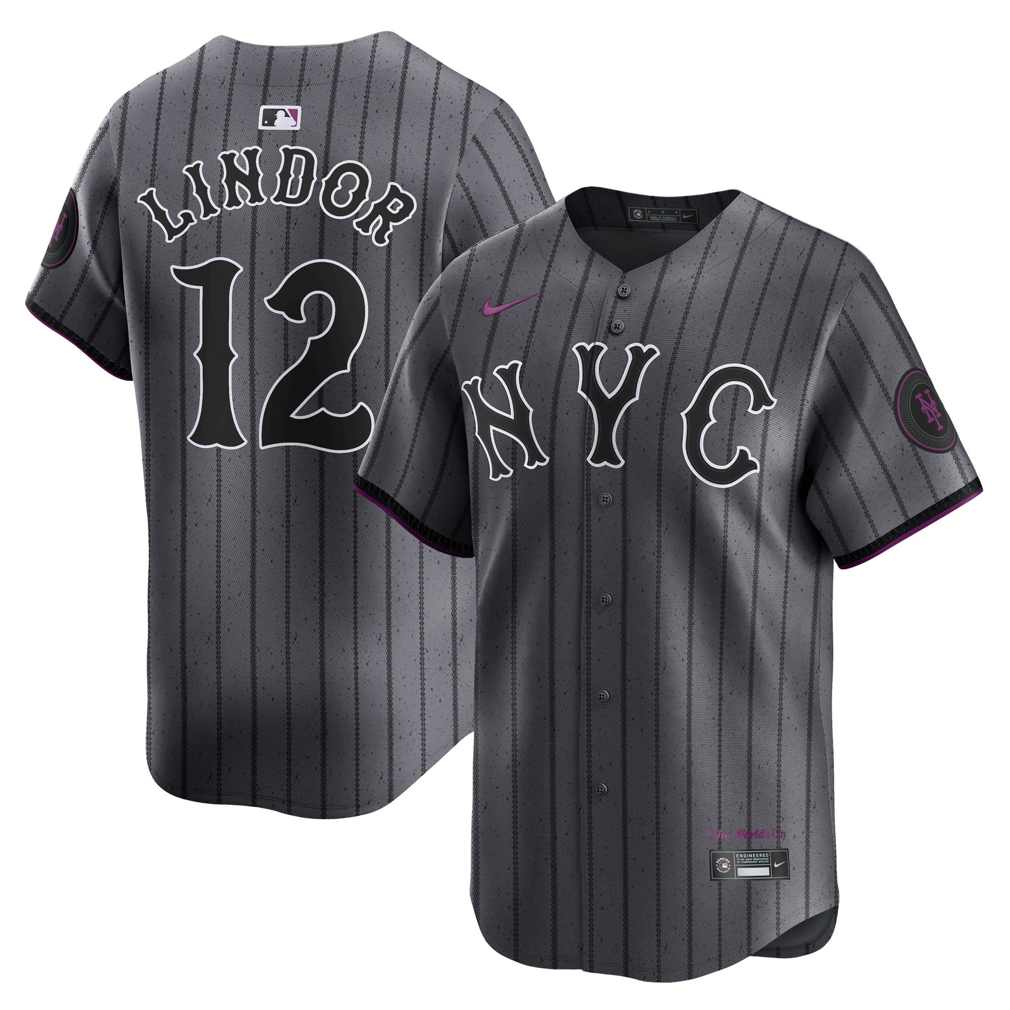 New York Mets Nike MLB Limited City Connect-Trikot – Dunkelgrau – Francisco Lindor – Herren Image