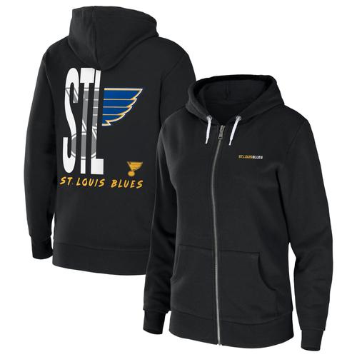 Damenbekleidung von Erin Andrews Schwarzer St. Louis Blues Sponge Fleece-Hoodie mit durchgehendem Reißverschluss