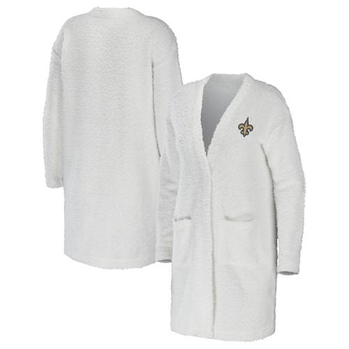 Damenbekleidung von Erin Andrews Cremefarbener New Orleans Saints Gemütlicher Lounge-Cardigan