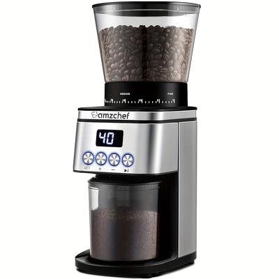 TEMU Conical Burr Coffee Grinder 30 Precise, Coffee Grinder With Led Screen & Anti-static Device, Adjustable Burr Grinder For 1-12 Cups Or 1-40 Seconds