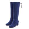 Schlupfstiefel LASCANA, Damen, Gr. 41, blau (navy), Textil, unifarben, modisch, Schuhe, Schlupfboots, Slouchy Boots, Slip-On, Stretch & Blockabsatz