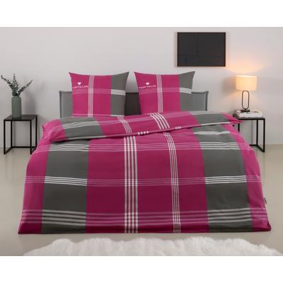 Bettwäsche TOM TAILOR HOME "Ole", lila (beere), B/L: 200cm x 200cm, 2 St., Biber, B/L: 80cm x 80cm & 80cm x 80cm, Biber, Obermaterial: 100% Baumwolle, Bettwäsche, karierte Bettwäsche aus Baumwolle, mit Reißverschluss Image