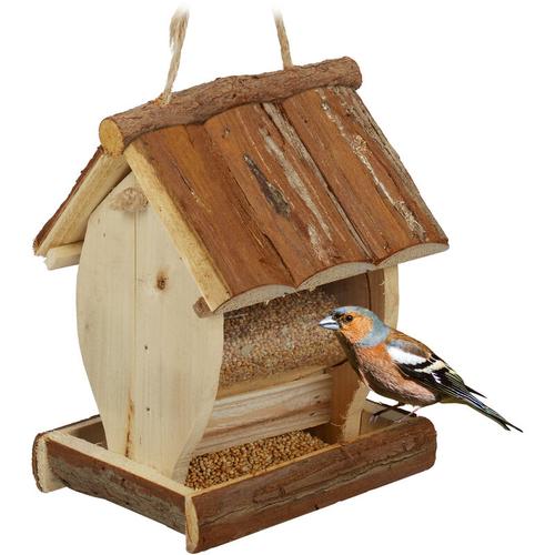 Vogelfutterhaus, Wildvogel Futterstelle zum Aufhängen, hbt: 20 x 15,5 x 13 cm, Vogelhäuschen aus