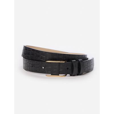 J.McLaughlin Women's Allegra Leather Belt in Croc Black, Size Large