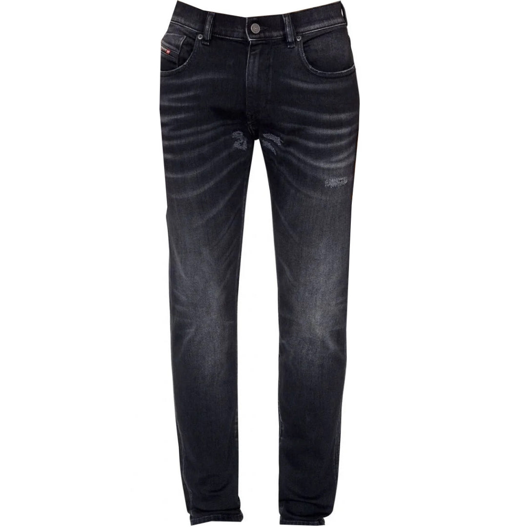 Diesel D-Strukt Schwarz Destroyed verstarkte Denim-Jeans Image