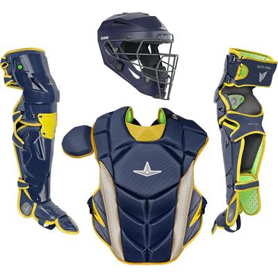 All Star MVP-Pro NOCSAE Certified Adult Baseball Catcher's Set Navy/Gold