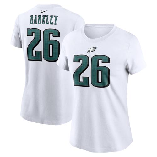 Nike Damen-T-Shirt mit Spielernamen und -nummer der Philadelphia Eagles, Saquon Barkley, weiß