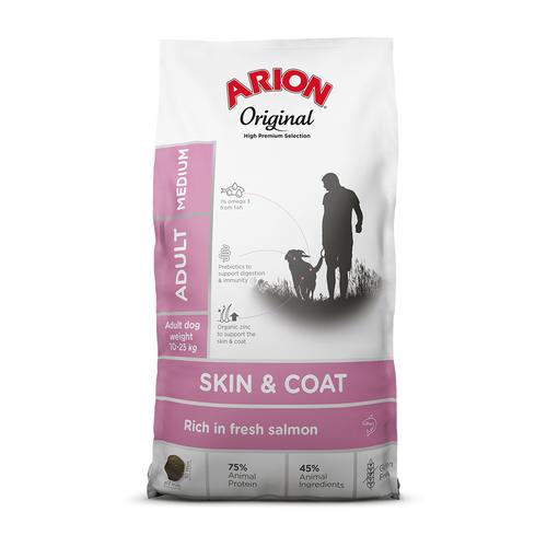 12kg Arion Original Skin & Coat Medium breed Lachs Hundefutter trocken