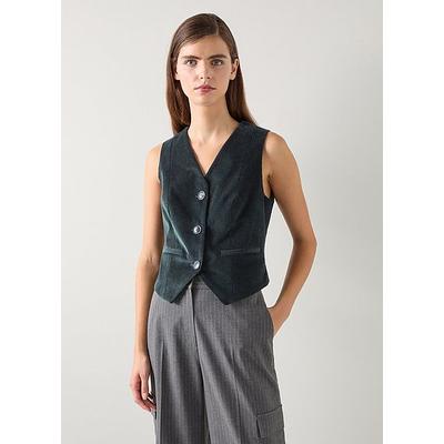 Ami Green Velvet Fine Cord Waistcoat Dark Green, Dark Green