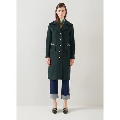 Spencer Green Recycled Wool-Blend Snaffle Detail Coat Forest, Forest