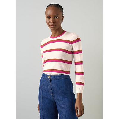 Ashley Pink Multi Cashmere Stripe Knitted Top, Pink