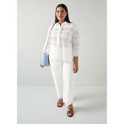 Edie White Broderie Anglaise Trousers, White