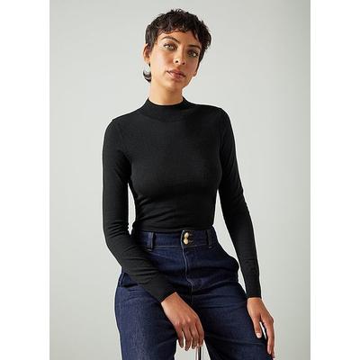 Ellie Black Sustainably Sourced Merino Turtle Neck Jumper, Black
