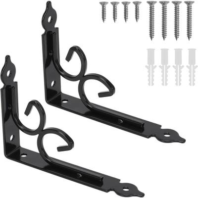 2 Stück Wandregalhalterung, robuste Halterung, Vintage-Schwarz, Metallhalterung, 150 x 115 x 3 mm, Image