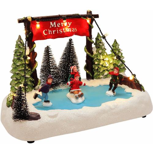 Kleine Winterlandschaft mit Eisbahn - 19 cm - mit led Beleuchtung