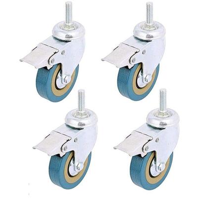 Memkey - 4er-Pack, feststellbare 3-Zoll-Lenkrolle mit Gewindeschaft, hinterlässt keine Spuren, Image