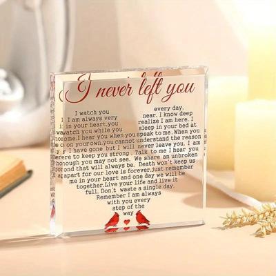 TEMU Red Sympathy Gift Acrylic Decor- Beautifully Keepsake Paperweight To Hold - Bereavement Gift To Comfort Grieving, Thoughtful Way To And A