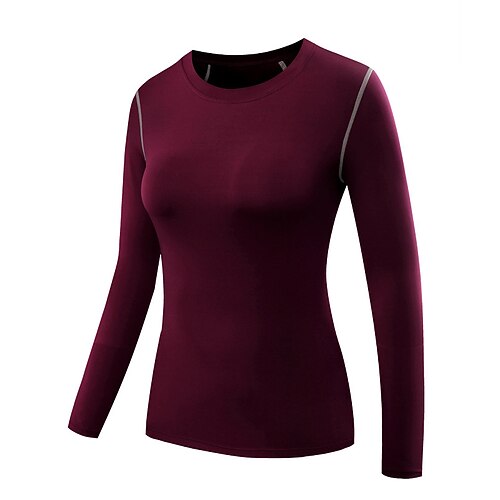 Damen Kompressionsshirt Sportshirt Fitnessshirt Trainingsshirt Langarm T-Shirt Lässig Athleisure Frühling Herbst Einfarbig Schnelltrocknend Weich Atmungsaktiv Fitnesstraining Gehen Joggen Image