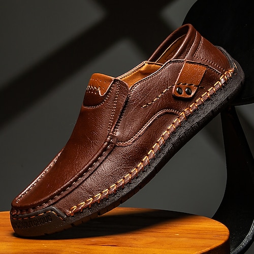 Herren-Loafer, Slipper, Mokassins, lässige Fahrschuhe mit Kontrastnähten Image