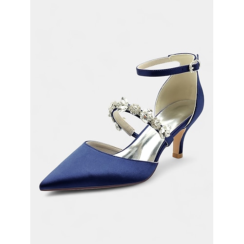 Scarpe da donna con tacco a spillo, modello Mary Jane, e cinturino in cristallo: eleganti décolleté con tacco a gattino per matrimoni e serate