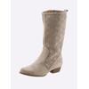 Stiefel HEINE, Damen, Gr. 37, grau (taupe), Leder, Veloursleder, Rindsleder, modisch, Schuhe Cowboystiefel Sommerstiefel Reißverschlussstiefel
