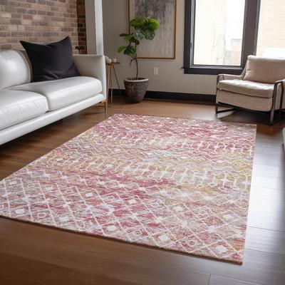 Machine Washable Indoor/ Outdoor Moroccan Boho Chantille Rug