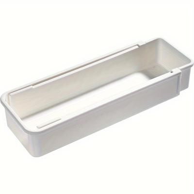 TEMU 1/2 Retractable Drawer Classification Storage Box, Kitchen Tableware Bowl And Chopstick Divider Storage Box, Stationery Storage Container, For Home, Dormitory And Office Image