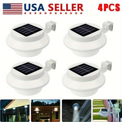 TEMU 4pcs Solar Fence Light, 3led Fence Gutter Light, Garden Landscape Lighting Dim Auto Light, Solar Your Garden, Suitable For Fence, Fence, Garden, Landscape Light, No Drilling Installation