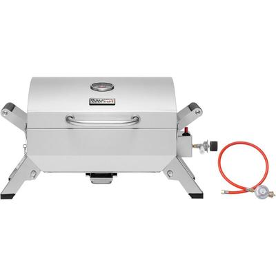 Edelstahl Tragbarer Gasgrill, Compact Tischgrill mit Zwei Griffen und Reiseschlössern, Klappbaren