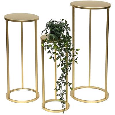 Blumenhocker Metall Gold Rund Blumenständer Beistelltisch 96510 3er Set Blumensäule Modern