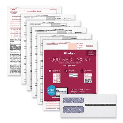 Adams Business Forms 22906KIT Five-Part 1099-NEC Online Tax Kit, Five-Part Carbonless, 3.66 x 8.5, 15/Pack - Pack of 20