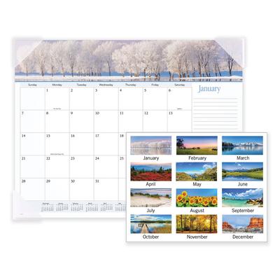 At-A-Glance 89802 Landscape Panoramic Desk Pad, Landscapes Photography, 22 x 17, White Sheets, Clear Corners, 12-Month (Jan to Dec): 2024