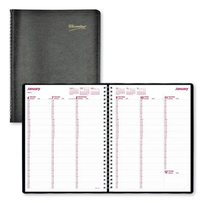 Brownline CB950BLK Essential Collection Weekly Appointment Book in Columnar Format, 11 x 8.5, Black Cover, 12-Month (Jan to Dec): 2024 REDCB950BLK