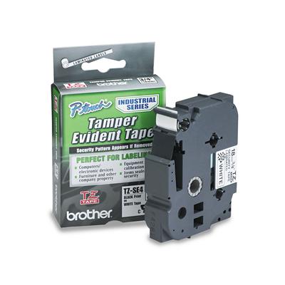 Brother TZ-ESE4 TZ Security Tape Cartridge for P-Touch Labelers, 0.7" x 26.2 ft, Black on White