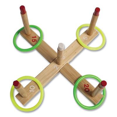 Champion QS1 Ring Toss Set, Plastic/Wood, Assorted Colors, 4 Rings/5 Pegs/Set - 1 Set