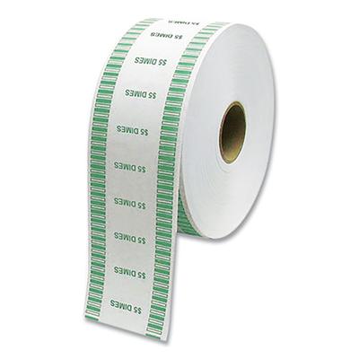 Controltek 575036 Automatic Coin Wrapper Roll for Coin Wrapping Machines, Dimes, $5.00, Kraft/Green, 2,000/Roll, 8 Rolls/Carton - Case of 8