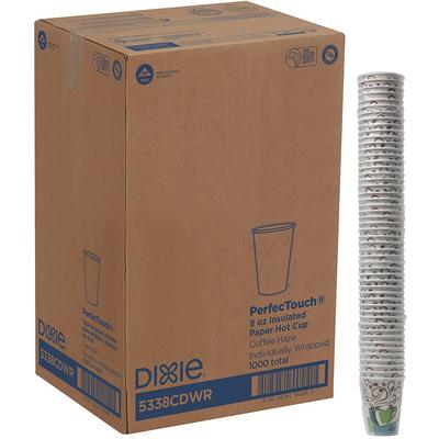 Dixie 5338CDWR PerfecTouch Hot Cups, 8 fl oz, 1000/Carton, Multi, Paper, Hot Food, Cold Food, Coffee - Case of 1000 DXE5338CDWR
