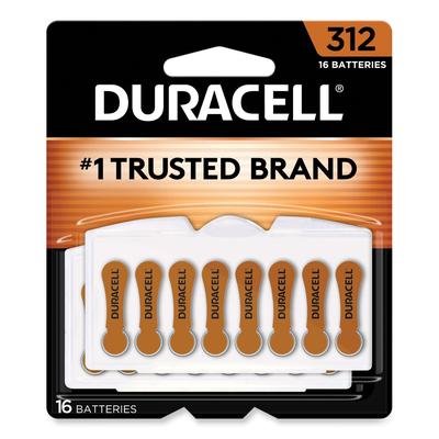 Duracell DA312B16ZM09 Hearing Aid Battery, #312, 16/Pack - Pack of 16