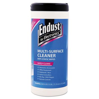 Endust 259-000 Antistatic Premoistened Wipes for Electronics, Cloth, 6" x 6", 70/Tub END259000