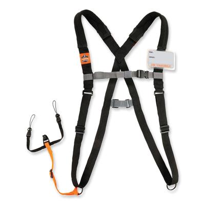 Ergodyne 19188 Squids 3138 Padded Barcode Scanner Lanyard Harness, 27" Arm Straps,18.5" Lanyard,Black/Orange/Gray,Ships in 1-3 Business Days
