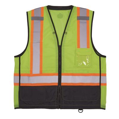 Ergodyne 23035 GloWear 8251HDZ Class 2 Two-Tone Hi-Vis Safety Vest, Large to X-Large, Lime, Ships in 1-3 Business Days EGO23035