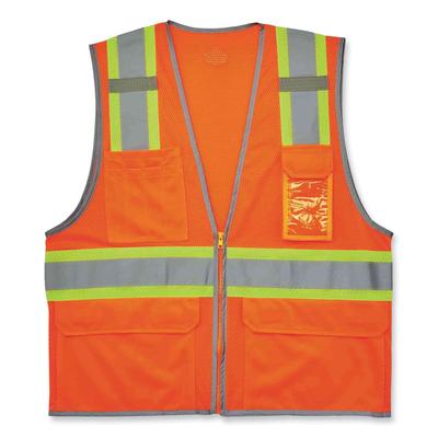 Ergodyne 24137 GloWear 8246Z Class 2 Two-Tone Mesh Reflective Binding Zipper Vest, Polyester, 2XL/3XL, Orange, Ships in 1-3 Business Days EGO24137