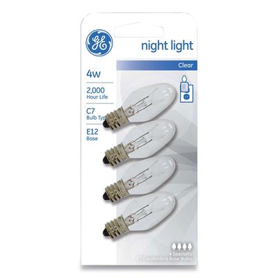 GE 20572 Incandescent C7 Night Light Bulb, 4 W, Clear, 4/Pack - Pack of 2