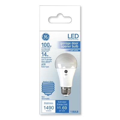 GE 93116005 LED Soft White A19 Garage Door Opener Bulb, 14 W GEL93116005