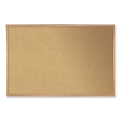 Ghent MFG 14181 Natural Cork Bulletin Board with Frame, 24 x 18, Tan Surface, Natural Oak Frame