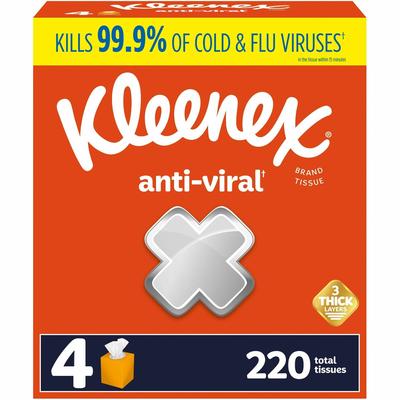 Kleenex 54506CT Anti-viral Facial Tissue - 3 Ply - White - 55 Per Box - 12 / Carton - Case of 12