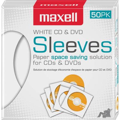 Maxell 190135 CD Sleeve 50Pk White - Pack of 50