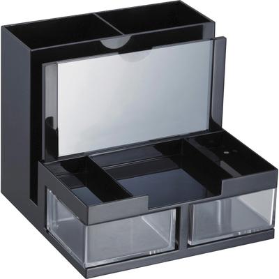 Officemate 23112 Desk Organizer, 9 Comp, Black/Clear