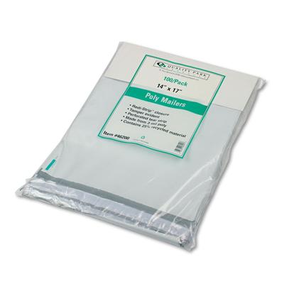 Quality Park 46200 Redi-Strip Poly Mailer, #5 1/2, Square Flap, Redi-Strip Closure, 14 x 17, White, 100/Pack - Pack of 100