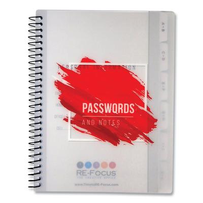 RE-Focus The Creative Office MINIPWBOOKRE Pocket-Style Password Log Book, 480 Total Entries, 4 Entries/Page, White/Red Poly Cover, (60) 7 x 5.5 Sheets